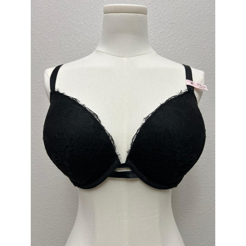 NWT Victoria's Secret Very Sexy Push-Up Lace Bra Black 34DDD